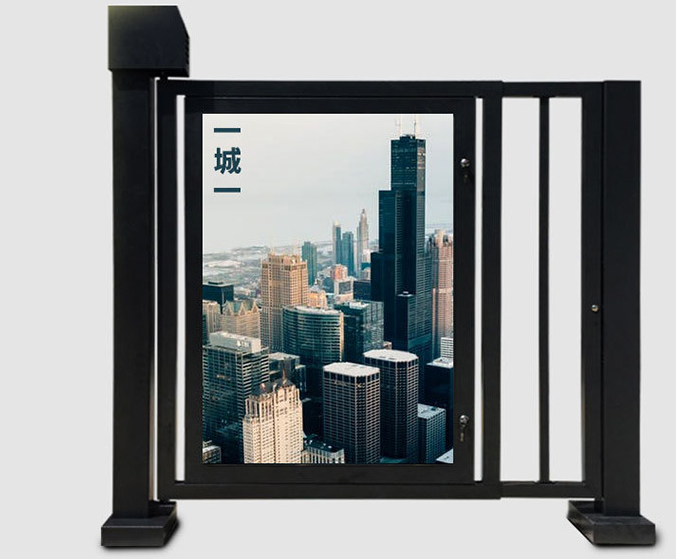 北京铝合金小门小区智能自动人行通道门刷卡人脸识别栅栏电动广告门